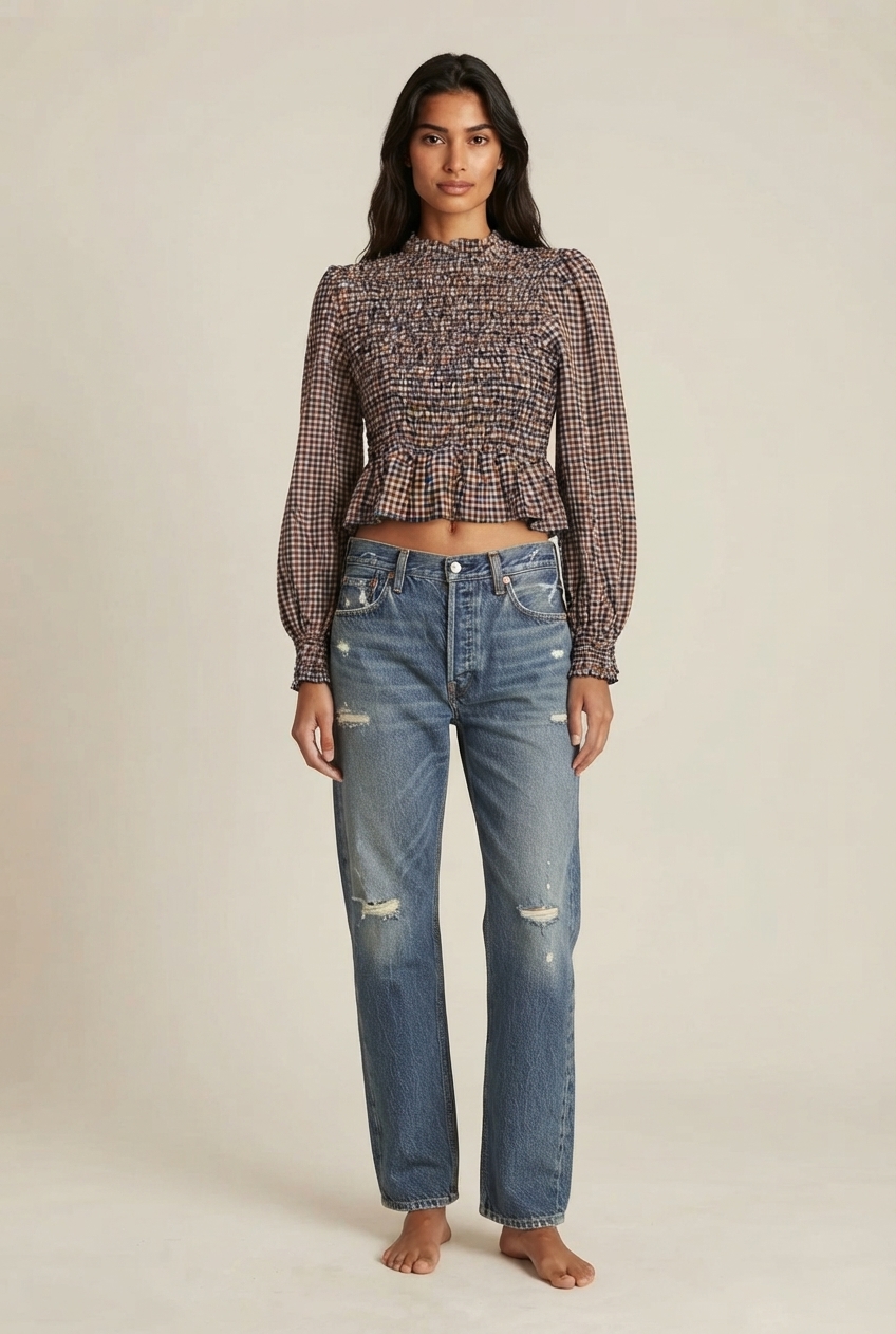 Blusa Favos em Xadrez