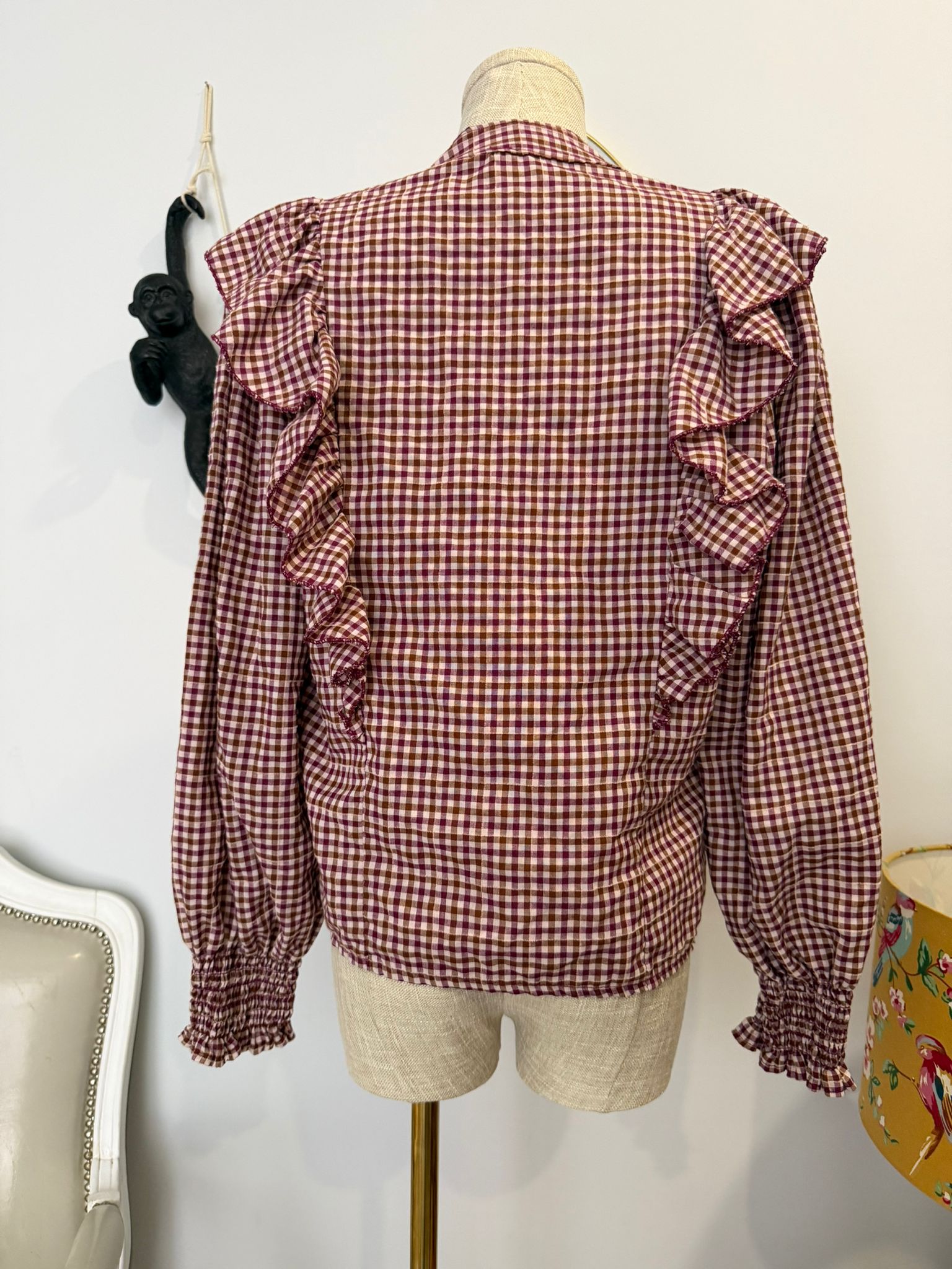 Camisa Xadrez com Folhos Frontais e Posteriores - Image 5